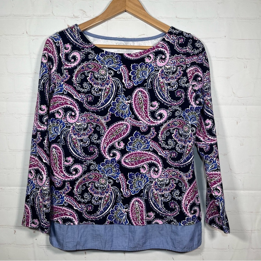 Talbots Paisley Top Blouse Womens Size Small Pullover Multicolor Floral